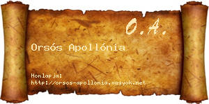 Orsós Apollónia névjegykártya